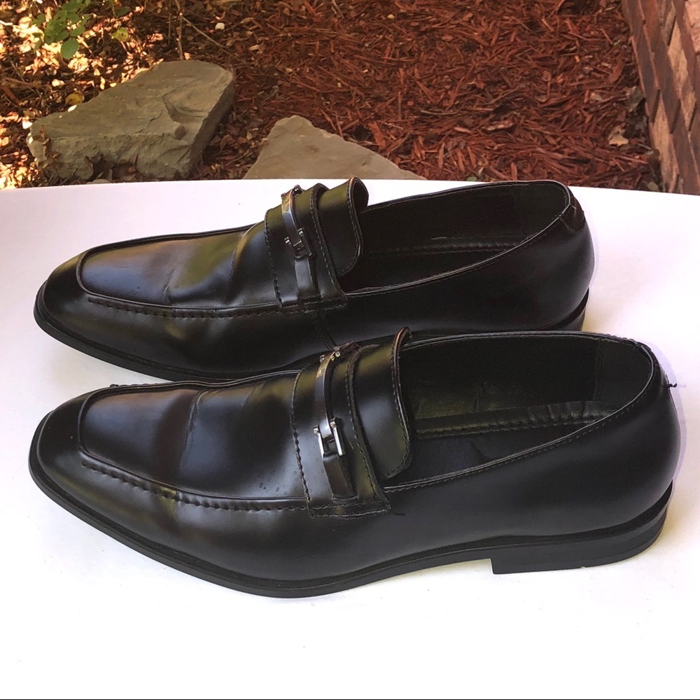 Marc Anthony Black Leather Dress Shoes Men 10.5